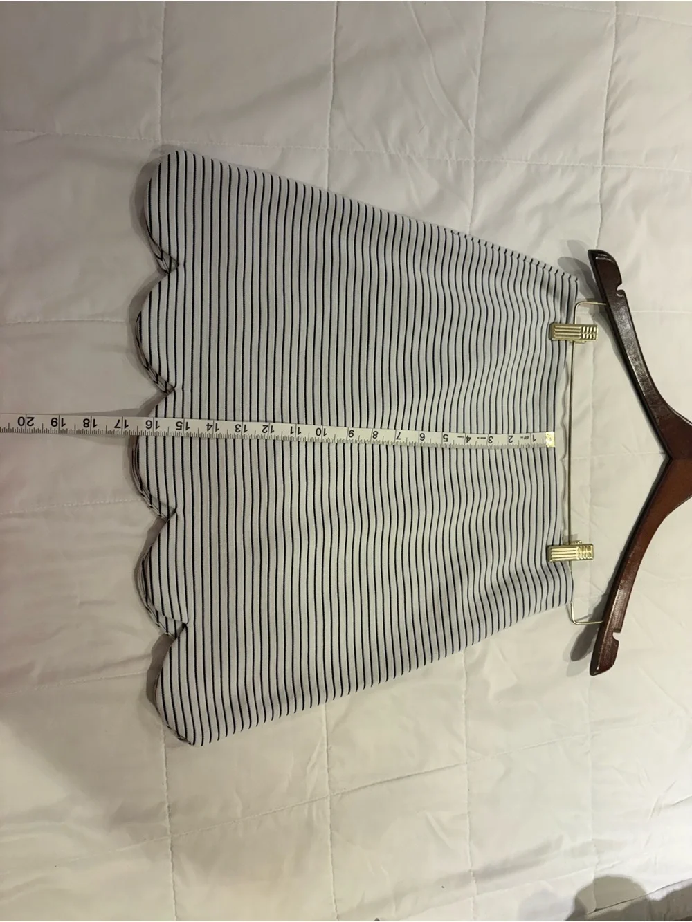 Aqua Black & White Striped Scallop Hem Mini Skirt